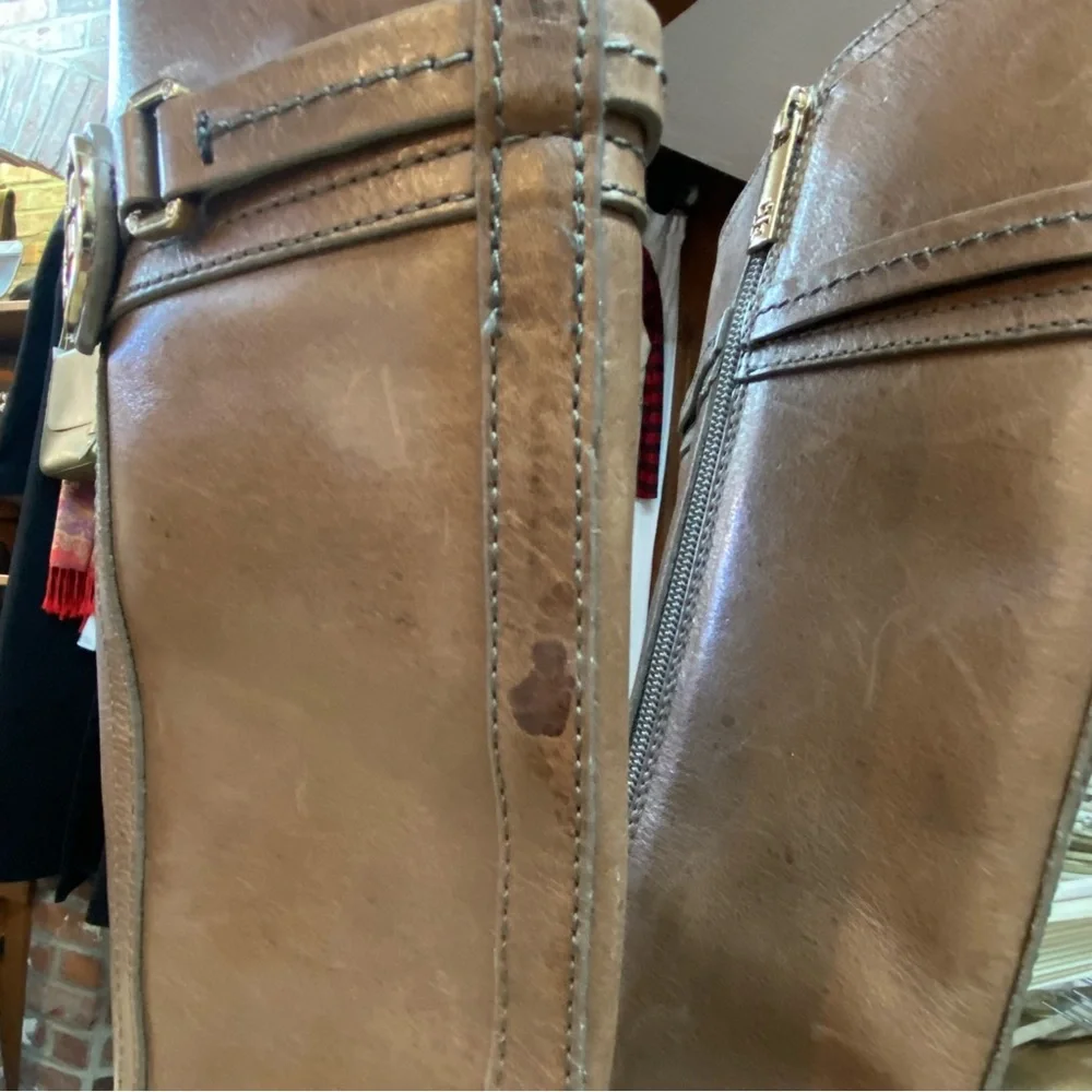 TORY BURCH Teresa Riding Boots Brown Leather Sz 9.5 - Picture 9 of 14